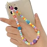 Urhause Beads Phone Chain Perlen Telefonkette Holzperlen Handykette DIY Smartphone Teile Dekoration Handy-Charm-Riemen mit Smileys Liebe Brief Blume für Kameras MP3 U-Disk Schlüsselanhänger Mp4