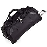 Leichte große Reisetasche mit Rollen – Rollentasche von Pierre Cardin | strapazierfähige, stressgeprüfte Skate-Rollen | Trolley & Trageoptionen | Reisetasche mit Rädern CL769, Schwarz (Schwarz)