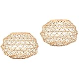 UKCOCO 2 Stücke Rattan Lampe Abdeckung Gewebt Lampe Schatten Nordic Dekorative Lampe Schatten Hohl Wandlampe Abdeckung Deckenleuchte Abdeckung für Wohnk