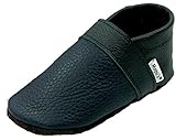 Mopu's® Krabbelschuhe - Lederpuschen in Uni blau - handgemachte Markenqualität aus D