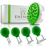 ENEMEL® Schröpfgläser aus Echtglas [4 STÜCK] inkl. Cellulite-Bürste + Anleitung - Hochwertiges Schröpfglas Set mit extra breiter Auflag