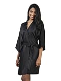 SIORO Womens Dressing Kleid-Seide Satin Damen Bademantel, für Sie, Kimono Brautjungfer Robe für Hochzeitsfeier Short, Schwarz, L