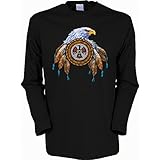 Adler Indianer Indianistik Perlenstickerei Eagle Langarmshirt Herren Gr XXL in schw