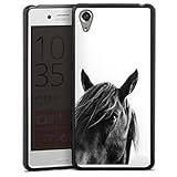DeinDesign Silikon Hülle kompatibel mit Sony Xperia X Performance Case schwarz Handyhülle Pferd Black & White T