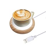 MQ USB-Kaffeestövchen-Set, automatisches Ein-/Ausschalten, Induktionstasse, Bürotisch, helle Holzmaserung (bis zu 80 °C)