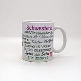 Kaffeebecher ~ Tasse - Schwestern sind für einander da ~ Weihnachten Geschenk