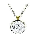 Halskette mit Anhänger in Notsignal-Form, mathematisches Muster, Glas, Statement-Lehrer-Geschenk, Halsketten Schmuck