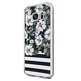 Riyeri Hülle Compatible with Samsung Galaxy S7 Edge Hülle Transparent TPU Silikon Bumper Schutzhülle Soft Handyhülle für Samsung S7 Edge - Blume Serie (3)