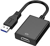 USB-auf-HDMI-Adapter, USB 3.0/2.0-auf-HDMI-Adapter 1080P Full HD (Männlich auf Buchse) Video- und Audio-Multi-Display-Konverter Kompatibel mit Windows 7/8/10