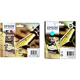 Epson Original 16 Tinte Füller (WF-2630WF WF-2650DWF WF-2660DWF WF-2750DWF WF-2760DWF, Amazon Dash Replenishment-fähig) Multipack 4-farbig & Original 16 Tinte Füller, Cy