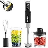 DELECHEF Stabmixer Set, 4-in-1 Pürierstab, 800W 6 Geschwindigkeiten Multifunktionsmixer, Titanbeschichtete Klinge, für Smoothie, Suppen, Joghurt, Saucen, Babynahrung