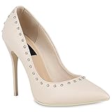 Damen Schuhe Spitze Pumps Nieten Lack Stilettos Party High Heels 150695 Creme Brooklyn 37 F