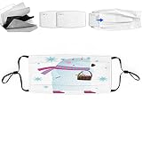 ETHAICO Fashion Wiederverwendbare waschbare atmungsaktive Gesichtsabdeckung, Unisex, für Motorrad, Fahrrad, Laufen und Outdoor-Sport, mit Filter, Polar mit Erdbeer-Korb