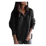 GFGHH Damen Flauschiges Weiches Sweatshirt mit halbem Reißverschluss Stehkragen Pullover Teddy-Fleece Plüsch Pulli Casual Stehkragen Langarmshirt Tops 1/4 Zip Oversized ohne Kapuze Winter Warm Jack