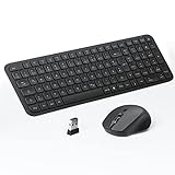 Tastatur Maus Set Kabellos, TopMate 2.4GHz Kabellose Kompakte Tastatur in Voller ​röße 105 Tasten mit Leise Funkmaus, Ultradünne Ergonomische Wireless Tastatur und Maus für Büro, PC, Laptop, Window