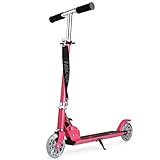 Fascol Klappbar Kinder Scooter Tretroller Cityroller für Kinder 3-13 Jahre Belastbarkeit bis 50 kg, Leuchträder und höhenverstellbar (Rosa)