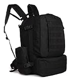 Tanner+Tailor Grosser Taktischer Rucksack, Wanderrucksack, Trekkingrucksack, Laptoprucksack, Trinksystem, MOLLE (Schwarz)