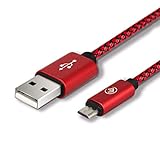 EVOMIND Micro USB Kabel in geflochtenes Nylon 1M Schnellladekabel und Datenkabel für Samsung Galaxy S7/6/ A10/ J, Xiaomi Redmi 9c/6a, PS4/Xbox One Controller, und andere MicroUSB-Geräte - 1M R