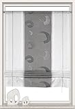 Decocompany home Bändchen Raffrollo 2279 mit Tunneldurchzug BxH 90x135cm | Gardine mit Sondermaß Breite 90cm in anthrazit/weiß