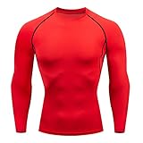 QWERD Herren Kompressions-Shirt langärmlig Funktionsshirts Baselayer Langarm Kompressionsshirt Herren, Langarm Fitnessshirt Männer Sportshirt Atmungsaktiv Laufshirt für Laufen Jogging T