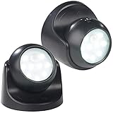 Luminea LED Lampe mit Batterie: 2er-Set Kabellose LED-Strahler, Bewegungssensor, 360° drehbar,100 lm (Kabellose LED Leuchte)