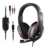 Diswoe PS4 Headset, 3.5mm Noise Cancelling Gaming Kopfhörer mit Surround Sound, 40MM Treiber und Mikrofon, Gaming Headset für PC Xbox One Nintendo Switch/Switch Lite Laptop Mac Handy Tab