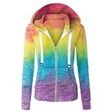 MRULIC Kapuzenpullover Damen Kapuzenjacke Langarm Tie Dye Sweatshirt Hoodie Langarm Drucken GroßE GrößEn Langarmshirts Herbst Winter Pullover Mit Kapuze Mantel(Gelb,5XL)