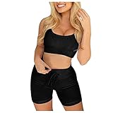 Yoga-Sets, Workout, nahtlos, 2-teiliges Outfit, Fitnessstudio, ärmellose Tops und Hosen, Jumpsuit-Set, Trainingsanzug, Loungewear, Sweatshirt, Jogging-Set Gr. M/L, G_black