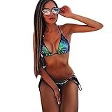 Honestyi Womens Pailletten BH Bikini Set Push Up Beach Bademode Badeanzug