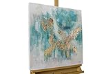 KunstLoft® Acryl Gemälde 'Schimmernder See' 60x60cm | original handgemalte Leinwand Bilder XXL | Abstrakt Modern Gold Blau | Wandbild Acrylbild Moderne Kunst einteilig mit R