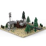 Xshion Nationale Öltanks Bausteine Modell, Architektur Modellbausatz mit Bäumen und Schienen, 2656Teile Klemmbausteine Modular Building,MOC-98501 Architektur Bausteine Modell Kompatibel mit Leg