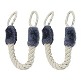 Relaxdays Türkordel Klemmschutz, 2er Set, Türstopper Klinke, Baby Türsicherung, weich, Baumwolle, 57 cm, beige/blaug