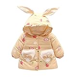 MRULIC Kleinkind Baby MäDchen Kapuzenpullover Tops Mit Hoodie Outwear Verdicken Warmer Fleece Winddichter Mantel Geburtstag Geschenk(100,Beige)