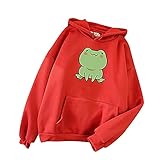 Eaylis Damen Hoodie Herbst Winter Hoodie Teenager Mädchen Sweatshirt Pullover Frauen Oberteile Langarmshirt Kapuzenpullover Mode Bequem Casual Pulli mit Kordel und T