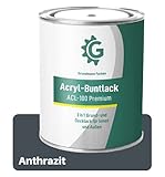 Grundmann Acryllack - 3 Kg in Anthrazit-Grau (RAL 7016) - Buntlack auf Wasserbasis - Für Holz, Metall & B