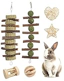 Woiworco Kaninchenkauspielzeug, 6er-Pack Hasenkauspielzeug 100% natürliche Materialien von Handgefertigt für Kaninchen Meerschweinchen Chinchilla Bunny Degus - Haustierkäfig Unterhaltungszubehö