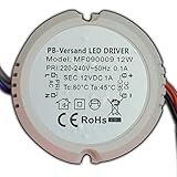 LED Trafo 12 Watt 24V DC rund kreis Leuchtmittel Transformator 24 Volt Netzteil Driver Vorschaltgerät für z.B. Unterputzdose V