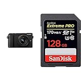 Panasonic Lumix DC-GX9KEG-K Systemkamera (20 MP, Dual I.S, Klappsucher, 4K, Touchscreen, 12-32 mm Objektiv) & SanDisk Extreme Pro SDXC UHS-I Speicherkarte 128GB (V30, 170 MB/s)