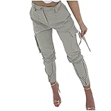 BaZhaHei Damen Mode Einfarbige Skinny High-Waist Cargohose Weich und Bequem Sporthose Casual Lange Hosen Elegant Freizeithosen Trainingshosen O