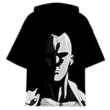 One Punch Man Kurzarm Hoodie Videospiele Cosplay T-Shirt Film Fans Neuheit T Shirts Unisex Pop Anime Logo Tops Tee zum Junge Mädchen Kinder Herren Damen,Schwarz,M