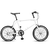 DJYD Frauen Rennrad, Quick Release Kleiner Rahmen High-Carbon Stahl-Straßen-Fahrrad, Single Speed ​​Ultra-Light Stadt-Pendler-Fahrrad, Schwarz FDWFN (Color : White)