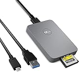 CFexpress Kartenleser, USB 3.1 Gen 2 10Gbps CFexpress Type B Kartenleser,Aluminium-CFexpress-Kartenadapter Type B, Thunderbolt 3-Port-Anschluss mit USB-C- und USB-A-Kabel für PC/Laptop/T