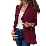 ZDDHOODY Damen Blazer Elegant Tailliert Business Anzug Female Blazer Jersey Lang Anzugjacke Damen Blazer Basic Langarmshirt Damenjacke Damen Blazer Businessjacke Herbst Mantel C
