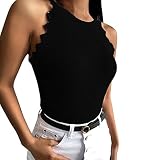 Ärmelloses Pullover-Oberteil mit Rundhalsausschnitt und schmaler Passform für Damen,Mode lässiges Oberteil Plus-Size-Shirt bedrucktes T-Shirt Blouse mit Rundhalsausschnitt Leinenhemd Eay