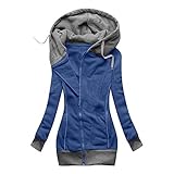 Outdoorjacken Damen Herbst Winter Kapuzenpullover mit Reißverschluss Parkas Langarm Mantel Kapuzen Jacke Freizeit Outwear Leicht Bequemer Langjacken Winddicht Kapuzenjack