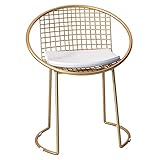 Barhocker LHA Retro Schminkstuhl Metall Esszimmerhocker Heimtextilien, Rückenlehne und Sitzkissen, Sitzhöhe 45cm(Color:Golden)