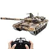 Haunen 1/16 2.4GHz RC Ferngesteuerter Panzer Metall mit Schussfunktion, Rauch und Sound, inkl. Akku, Ladegerät, Fernsteuerung und Darts, Russian T90 Main Battle Tank