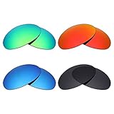 Mryok Polarisierte Ersatzgläser für Oakley Romeo 1 Sonnenbrille, Stealth Black/Fire Red/Ice Blue/Emerald Green, 4