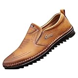 MENICY schuhe herren Fahrschuhe weiches Rindsleder Erbsenschuhe Freizeitschuhe rutschfeste Schuhe mit weicher Sohle Leder Peas Schuhe Lässige flache B