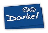 10x Dankeskarten + Umschläge: Danke Postkarte mit Smiley - Danke Karten Set Geburt, Mitarbeiter, Baby, Taufe, Danksagungskarte Jubiläum Kollegen Dankeschö